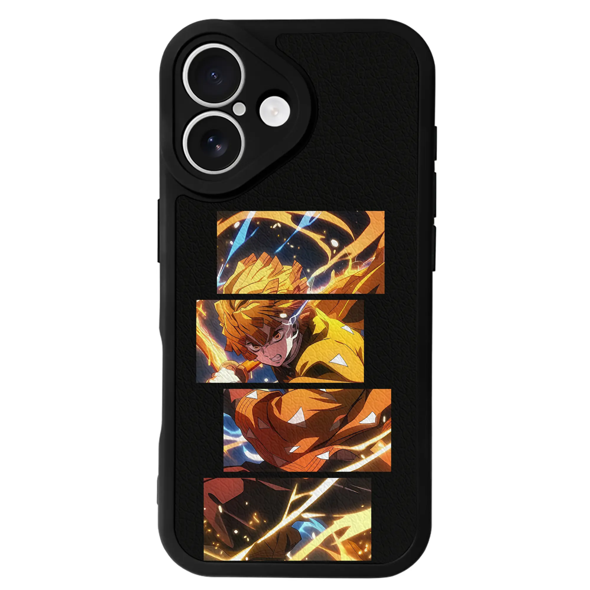 鬼滅の刃 グッズ,我妻 善逸 - IPhone 16シリーズ対応 ・ シリコンスマホケース ・ レザー調 ・ 高精度フィット ・ 耐衝撃 ・ ワイヤレス充電対応 ・ 精密カット